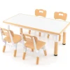 COSTWAY Möbel-Sets<Kindersitzgruppe 5 tlg. ab 18 Monaten in Hellbraun