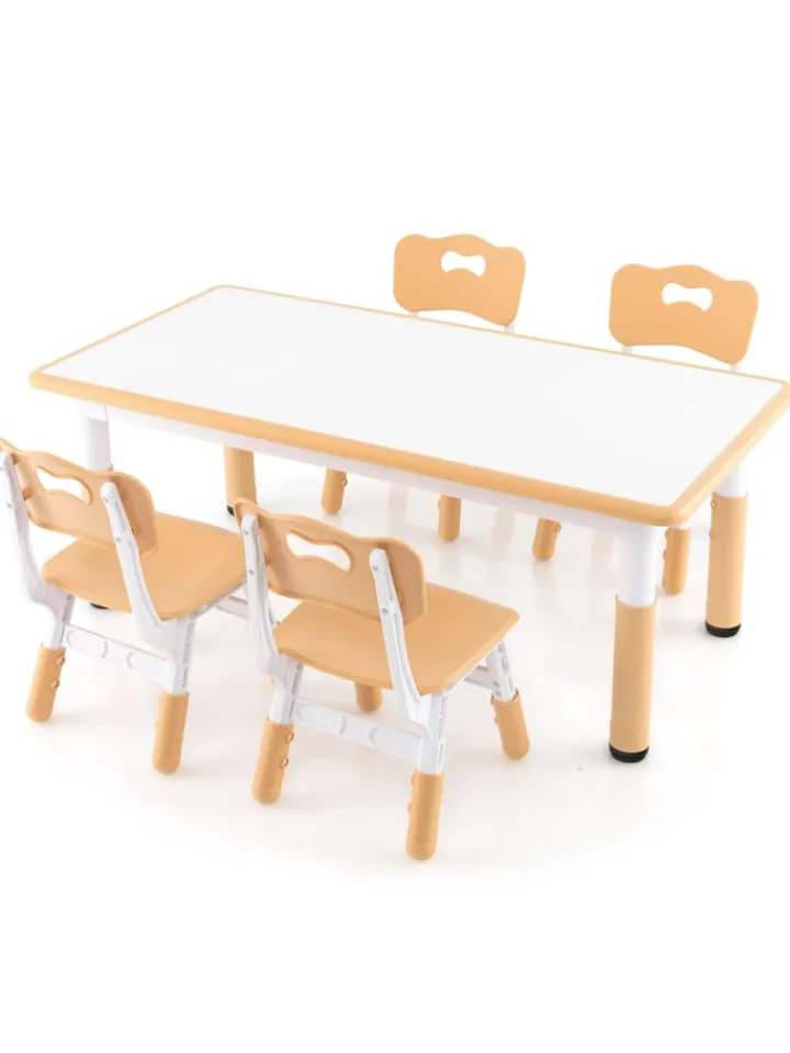 COSTWAY Möbel-Sets<Kindersitzgruppe 5 tlg. ab 18 Monaten in Hellbraun