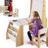 COSTWAY Kindermöbel|Möbel-Sets<Kindertisch mit Stuhl & Staffelei in Hellbraun