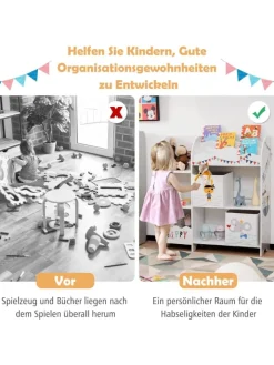 COSTWAY Kindermöbel<Kinderzimmerschrank in Weiß