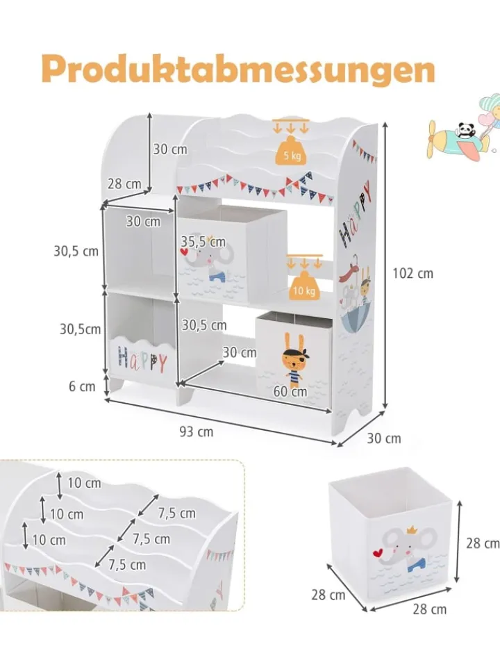 COSTWAY Kindermöbel<Kinderzimmerschrank in Weiß