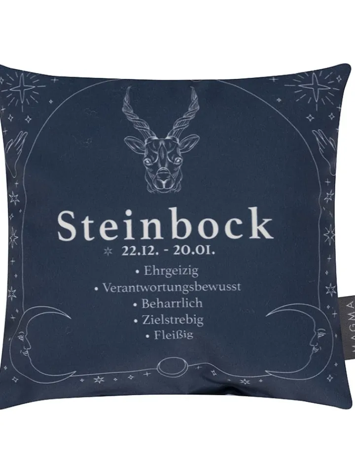 Magma Heimtex Kissen & Kissenhüllen<Kissen "Steinbock" in Dunkelblau - (L)25 x (B)25 cm