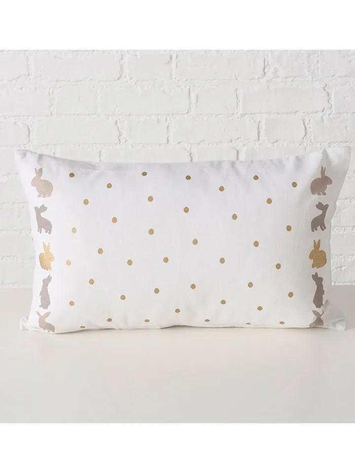 Boltze Kissen & Kissenhüllen<Kissen "Tinka" Weiß/ Grau/ Gold - (L)50 x (B)30 cm