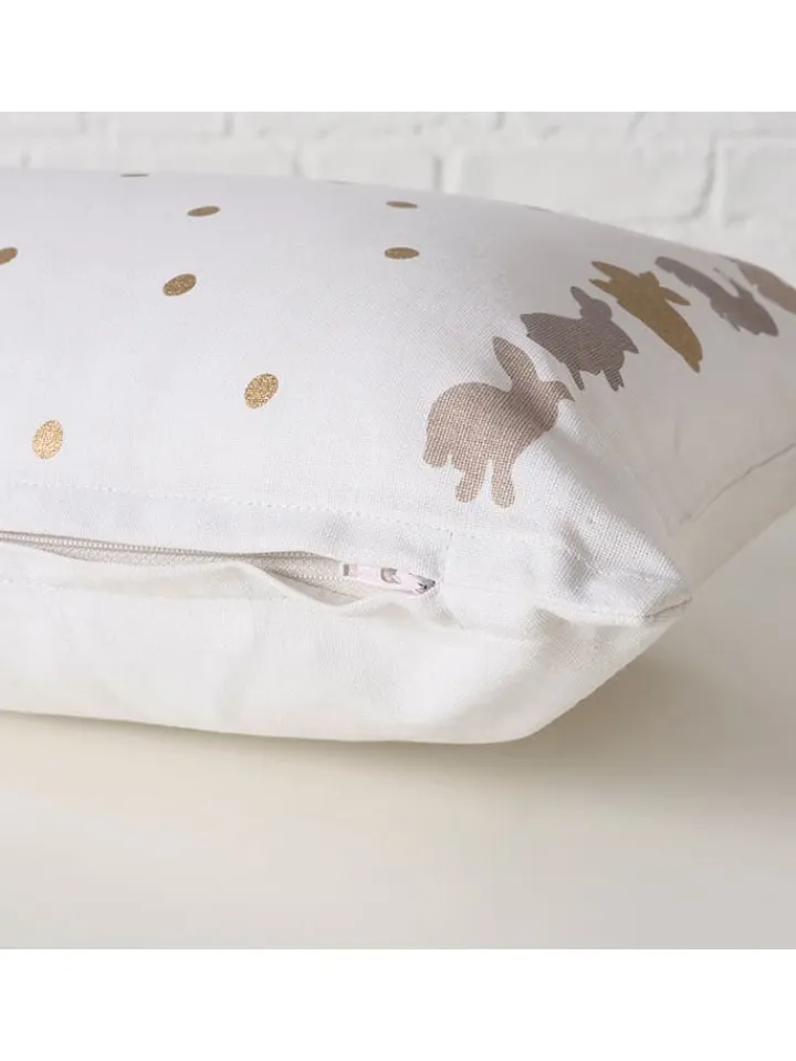 Boltze Kissen & Kissenhüllen<Kissen "Tinka" Weiß/ Grau/ Gold - (L)50 x (B)30 cm
