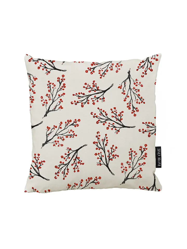 Butter Kings Kissen & Kissenhüllen<Kissenhülle "Rowan berries" in Rot/ Schwarz/ Weiß - (L)45 x (B)45 cm