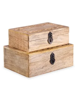 Homla Kisten & Körbe<Kiste "Sombre" in Beige - (B)22 x (H)8 x (T)14 cm