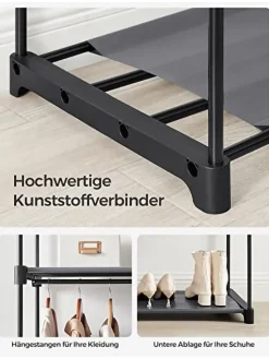 SONGMICS Regale & Schränke<Kleiderschrank in Grau - (B)140 x (H)174 x (T)43 cm