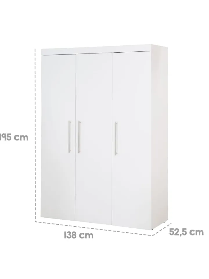 roba Garderoben<Kleiderschrank Kimi 3-türig mit Softclose, Kleiderstange & Metallgriffen