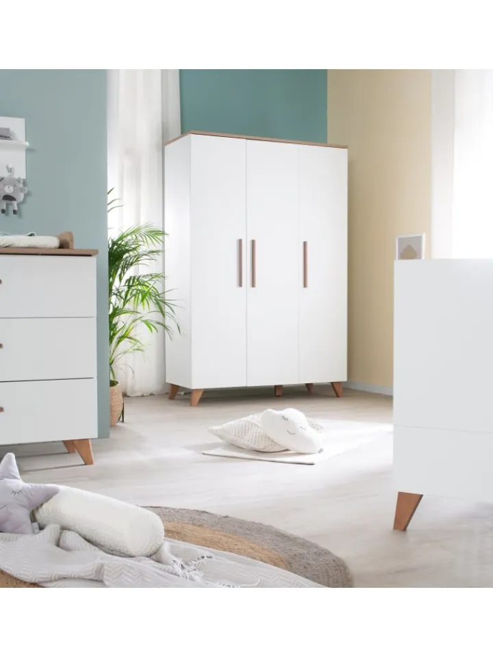 roba Babymöbel<Kleiderschrank Ole 3-türig weiß mit Softclose, 6 Böden