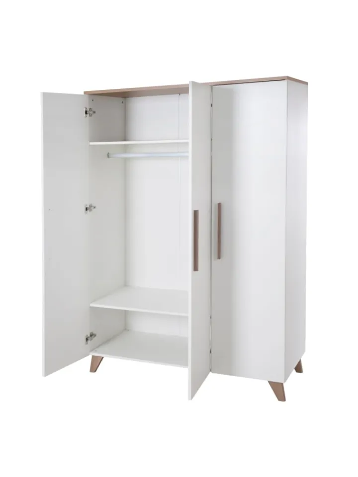 roba Babymöbel<Kleiderschrank Ole 3-türig weiß mit Softclose, 6 Böden