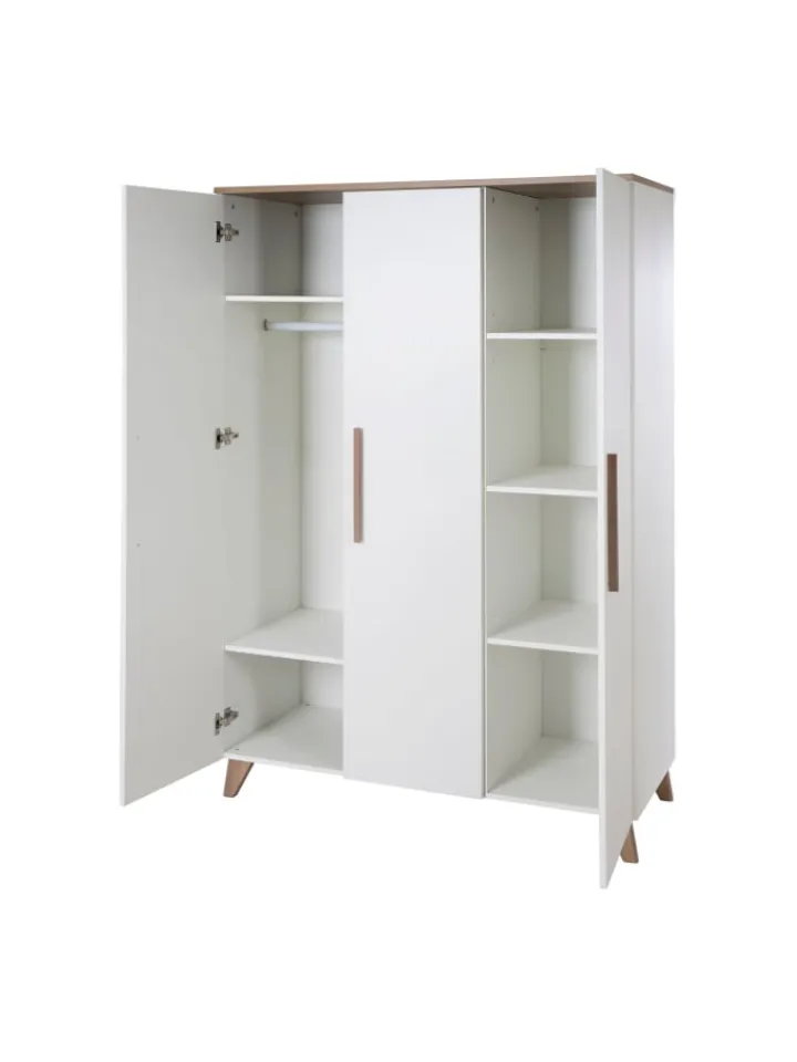 roba Babymöbel<Kleiderschrank Ole 3-türig weiß mit Softclose, 6 Böden