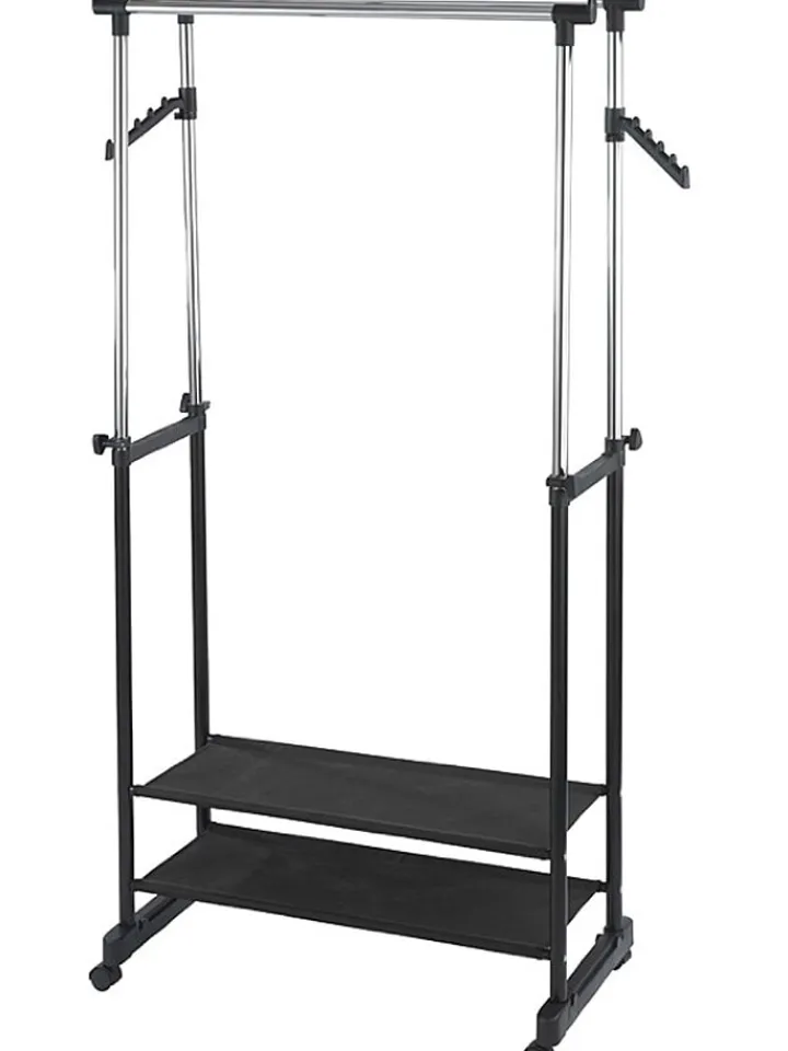 Wenko Garderoben<Kleiderstange "All In" in Schwarz/ Chrom - (B)89,5 x (H)169 x (T)43 cm