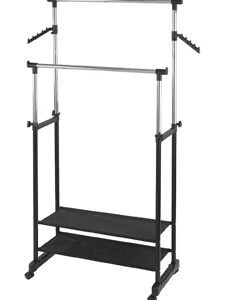 Wenko Garderoben<Kleiderstange "All In" in Schwarz/ Chrom - (B)89,5 x (H)169 x (T)43 cm