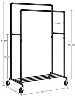 Songmics Regale & Schränke|Garderoben<Kleiderständer in Schwarz - (B)100 x (H)162 x (T)59 cm