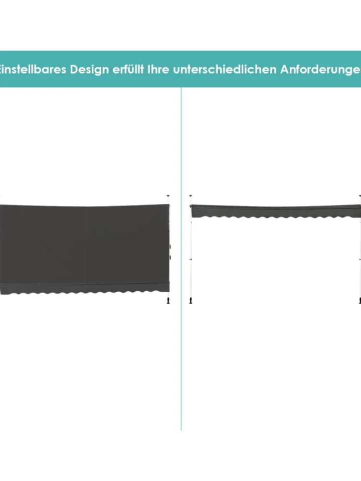 COSTWAY Gartenmöbel<Klemmmarkise 350 cm in Grau