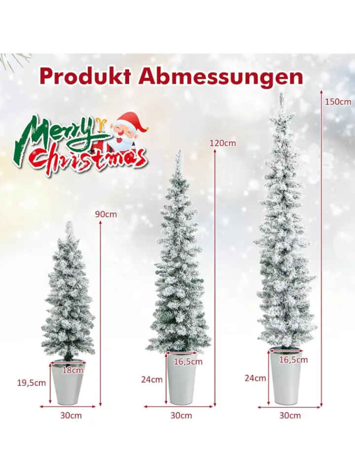 COSTWAY Künstliche Weihnachtsbäume<Künstliche Weihnachtsbäume 3 tlg. Set in Weiß