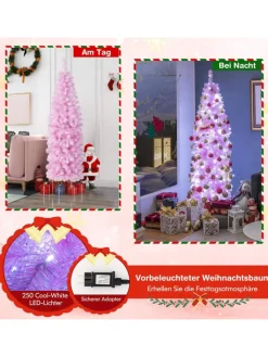 COSTWAY Künstliche Weihnachtsbäume<Künstlicher Weihnachtsbaum LED in Rosa