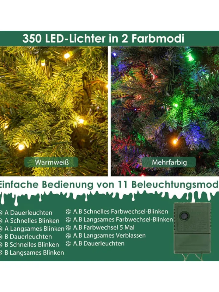 COSTWAY Künstliche Weihnachtsbäume<Künstlicher Weihnachtsbaum LED in Grün