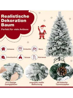 COSTWAY Künstliche Weihnachtsbäume<Künstlicher Weihnachtsbaum Beleuchtet in Grün