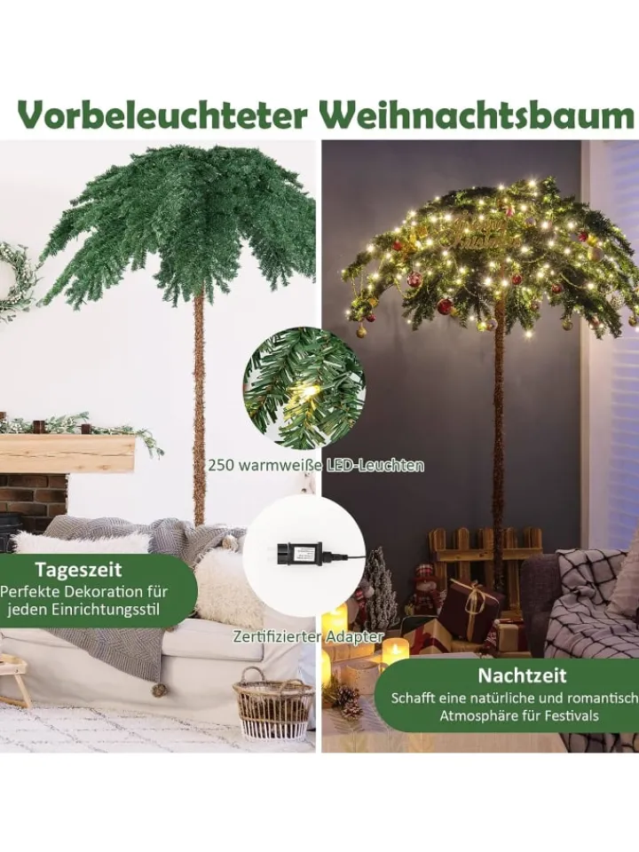 COSTWAY Künstliche Weihnachtsbäume<Künstlicher Weihnachtsbaum LED in Grün