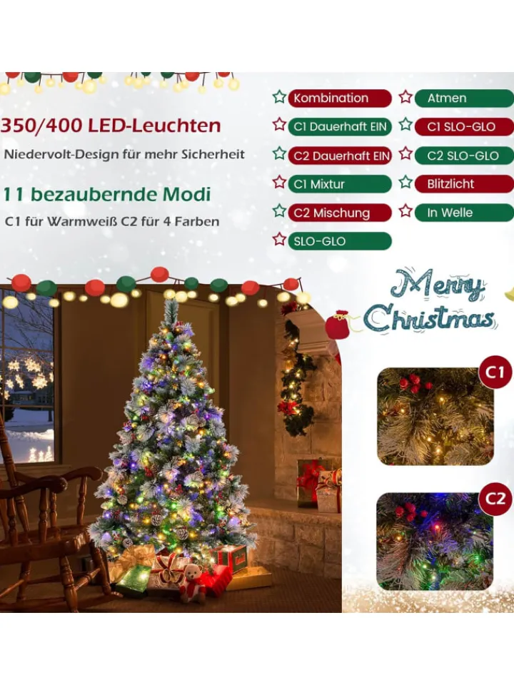 COSTWAY Künstliche Weihnachtsbäume<Künstlicher Weihnachtsbaum LED in Grün