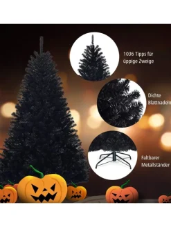 COSTWAY Künstliche Weihnachtsbäume<Künstlicher Weihnachtsbaum in Schwarz