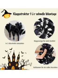 COSTWAY Künstliche Weihnachtsbäume<Künstlicher Weihnachtsbaum in Schwarz