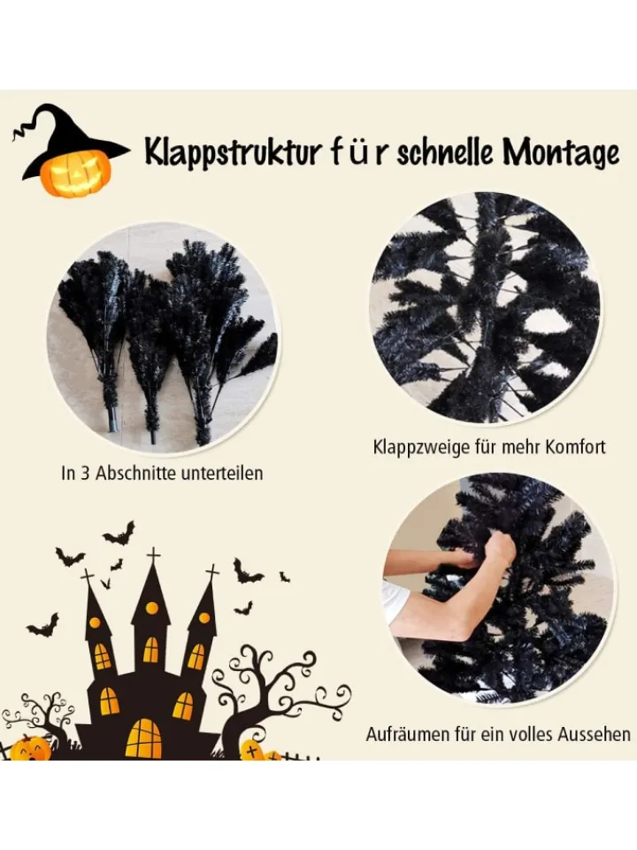 COSTWAY Künstliche Weihnachtsbäume<Künstlicher Weihnachtsbaum in Schwarz