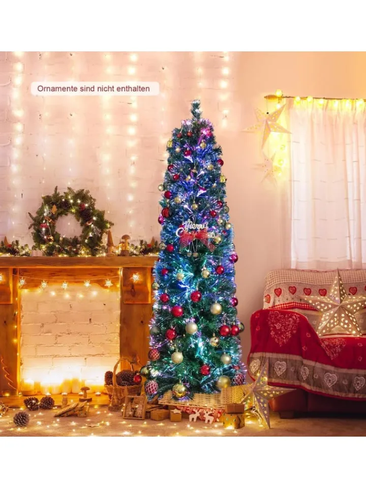 COSTWAY Künstliche Weihnachtsbäume<Künstlicher Weihnachtsbaum Glasfaseroptik in Grün