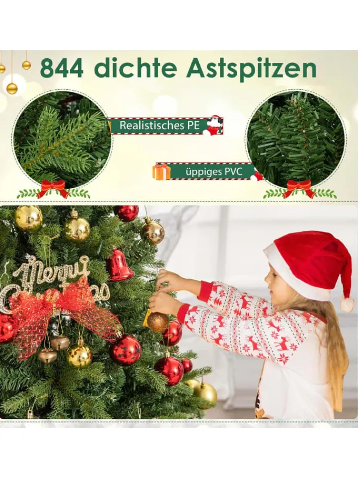 COSTWAY Künstliche Weihnachtsbäume<Künstlicher Weihnachtsbaum LED in Grün