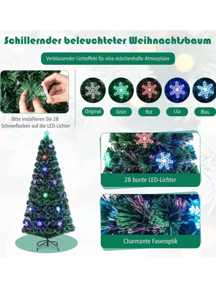 COSTWAY Künstliche Weihnachtsbäume<Künstlicher Weihnachtsbaum LED in Grün