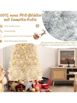 COSTWAY Künstliche Weihnachtsbäume<Künstlicher Weihnachtsbaum LED in Silber