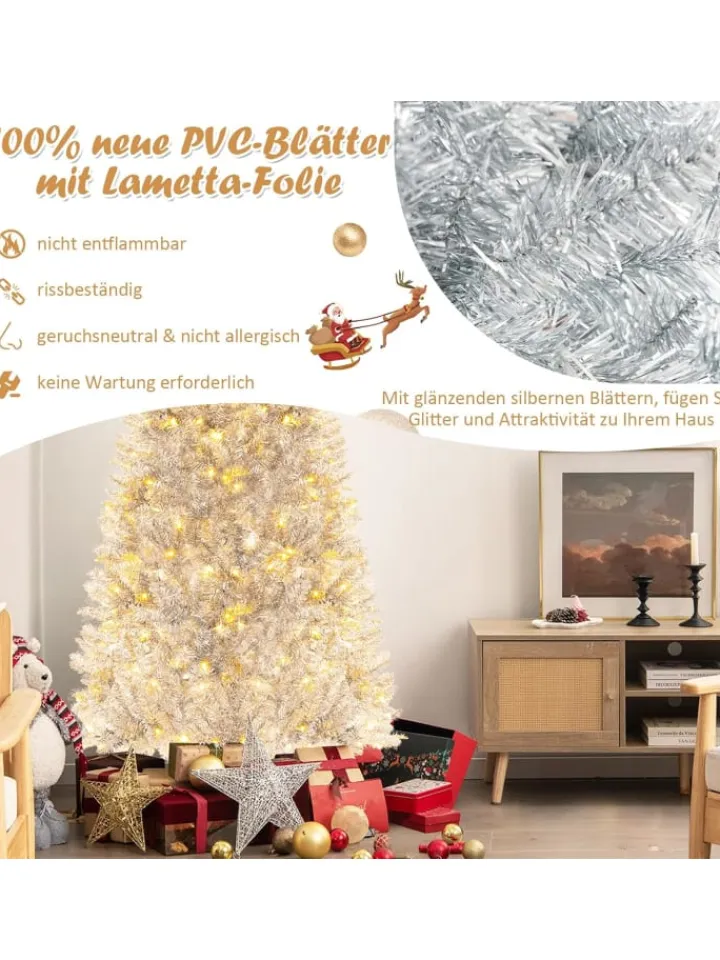COSTWAY Künstliche Weihnachtsbäume<Künstlicher Weihnachtsbaum LED in Silber