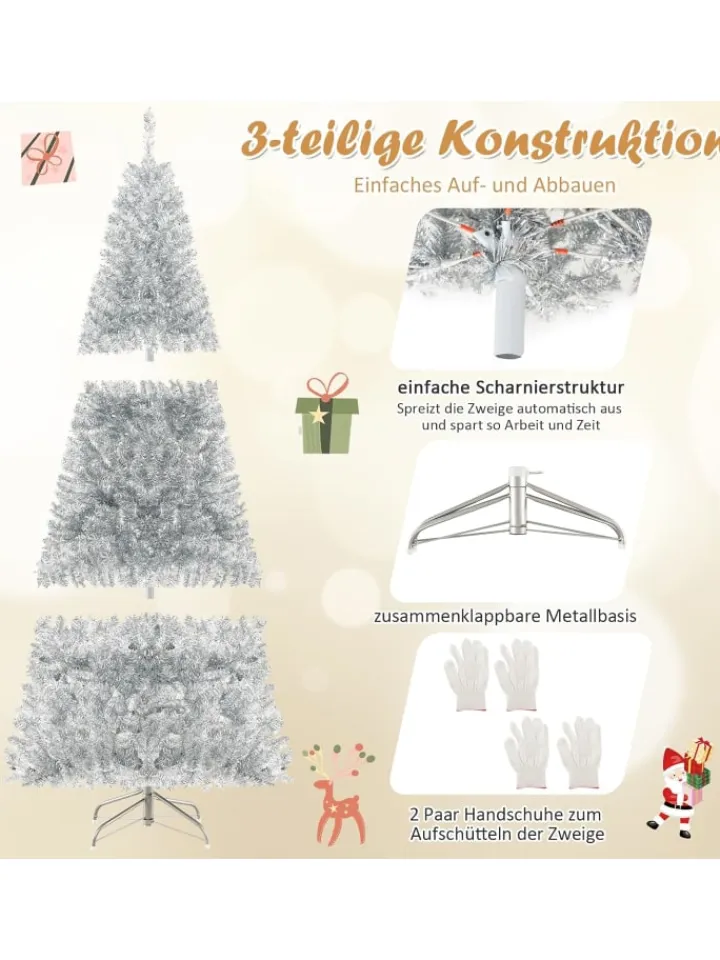 COSTWAY Künstliche Weihnachtsbäume<Künstlicher Weihnachtsbaum LED in Silber