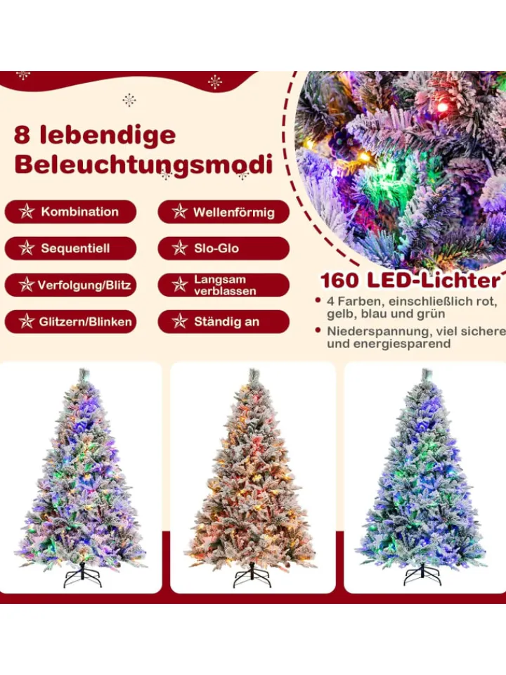 COSTWAY Künstliche Weihnachtsbäume<Künstlicher Weihnachtsbaum Beleuchtet in Grün