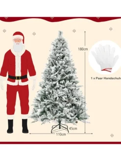 COSTWAY Künstliche Weihnachtsbäume<Künstlicher Weihnachtsbaum Beleuchtet in Grün
