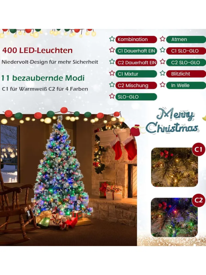 COSTWAY Künstliche Weihnachtsbäume<Künstlicher Weihnachtsbaum LED in Grün