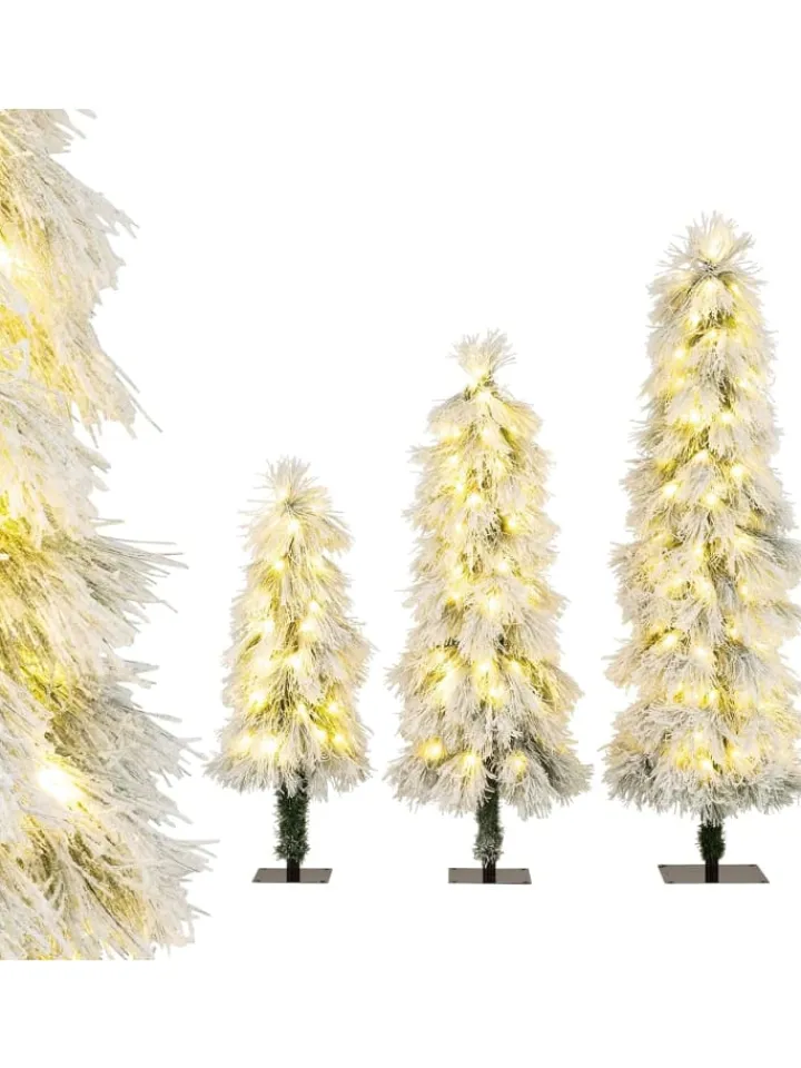 COSTWAY Künstliche Weihnachtsbäume<Künstlicher Weihnachtsbaum 3er Set in Weiß