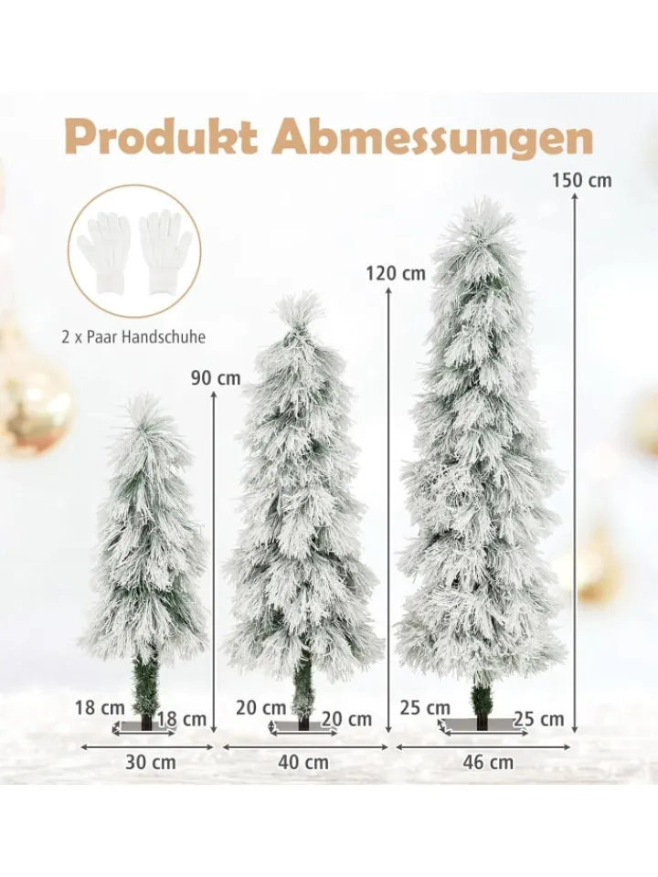 COSTWAY Künstliche Weihnachtsbäume<Künstlicher Weihnachtsbaum 3er Set in Weiß