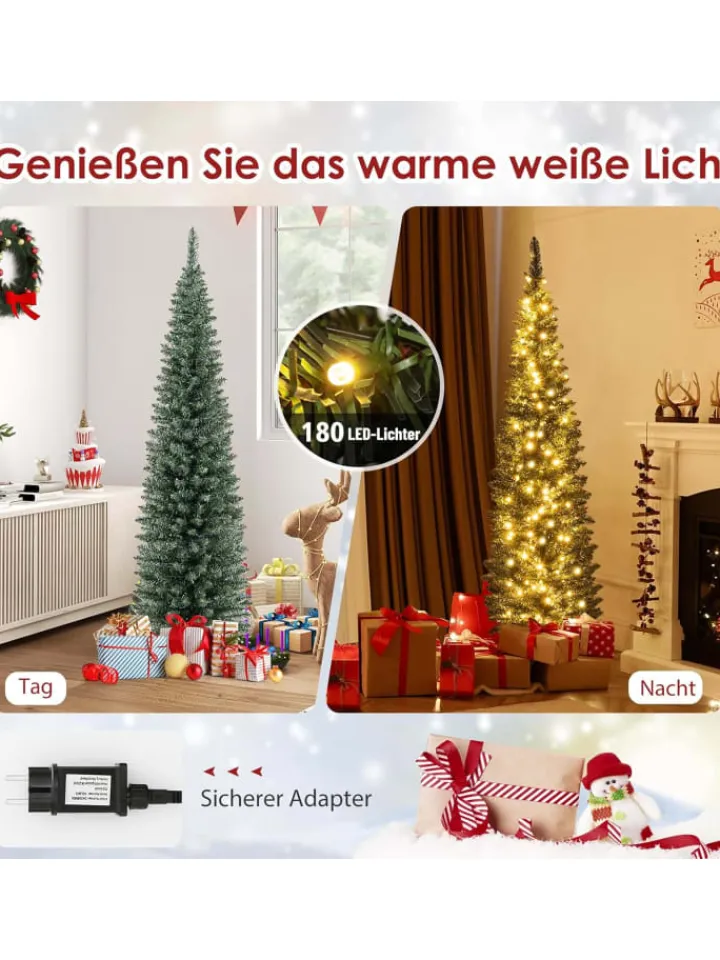 COSTWAY Künstliche Weihnachtsbäume<Künstlicher Weihnachtsbaum LED in Grün