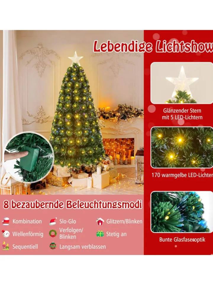 COSTWAY Künstliche Weihnachtsbäume<Künstlicher Weihnachtsbaum LED in Grün