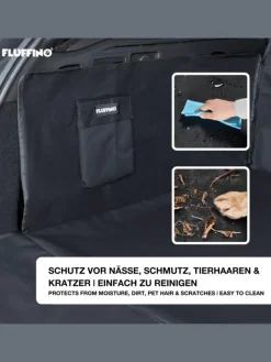 FLUFFINO Hunde<Kofferraumschutz für Hund inkl. Seiten- & Ladekantenschutz dunkelgrau