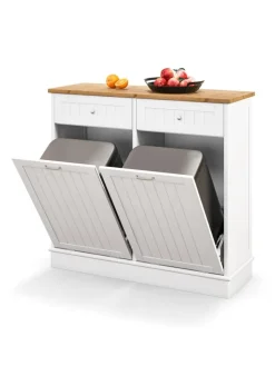 COSTWAY Regale & Schränke<Kommode für 2x40L Mülleimer in Weiß
