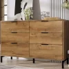 ABRIHOME Regale & Schränke<Kommode in Dunkleiche mit 6 Schubladen, 120x40x76 cm