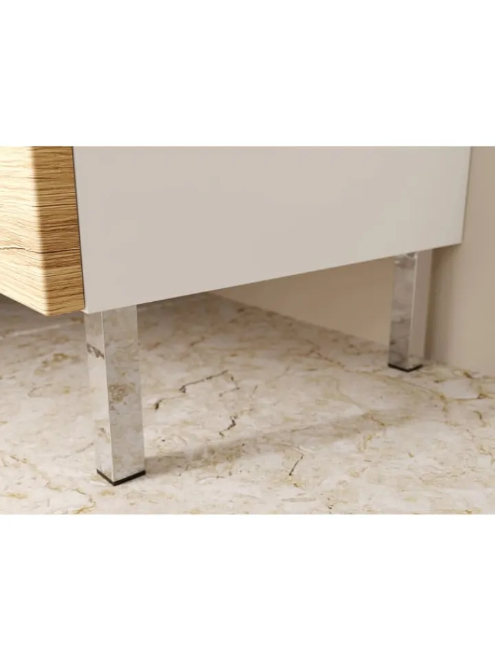 KADIMA DESIGN Badmöbel<Kommode mit Schubladen, 60x34x97 cm, Badezimmerschrank, Weiß/Braun
