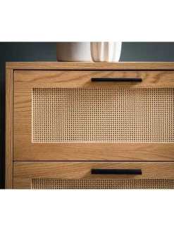 KADIMA DESIGN Regale & Schränke<Kommode 80x82x36 cm Flurkommode Eiche-Dekor & Rattan, Sideboard mit