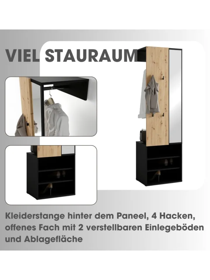 byLiving Garderoben<Kompaktgarderobe ANDORRA in Artisan Eiche (Eiche-Optik) B 55, H 187,5, T 40,5 cm