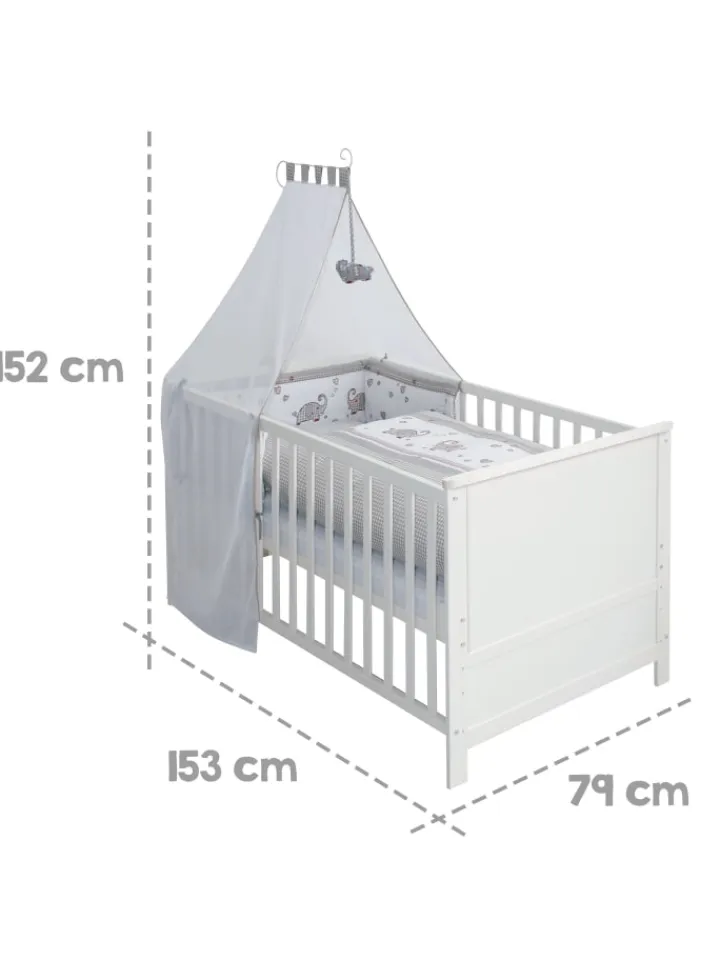roba Babymöbel<Komplettbettset Jumbotwins inkl. Himmel, Nest & Matratze 70 x 140 cm - Weiß