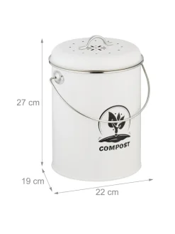relaxdays Mülleimer<Komposteimer in Weiß - 5,5 Liter