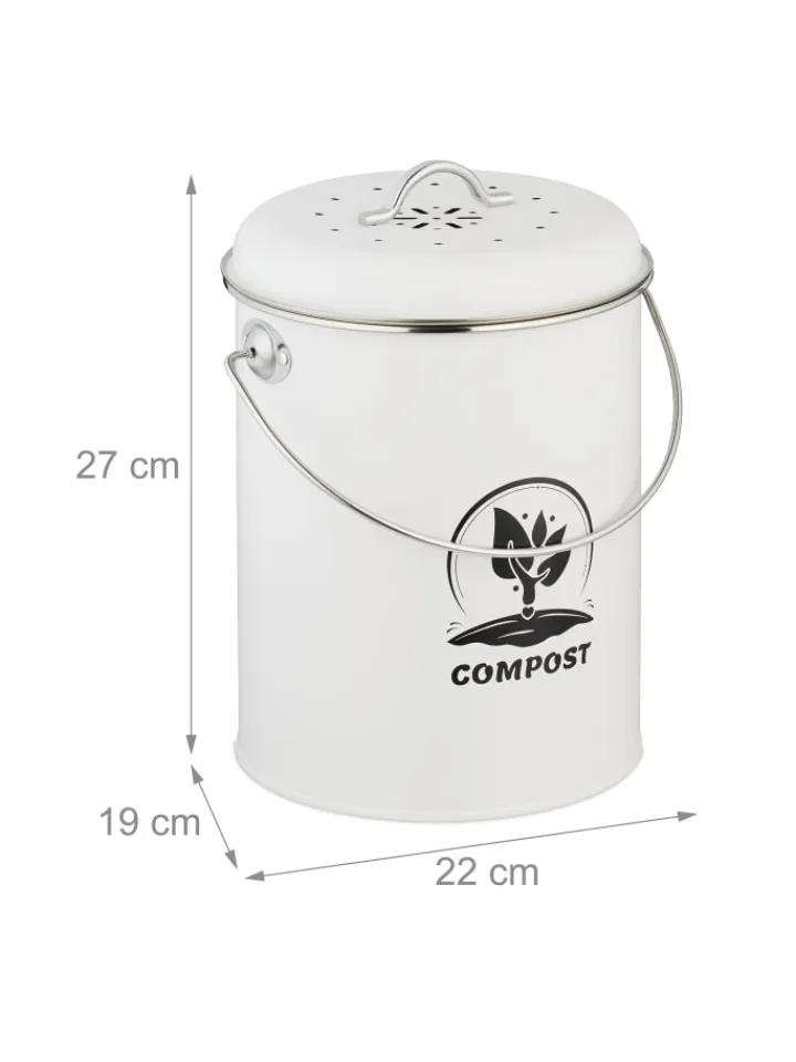 relaxdays Mülleimer<Komposteimer in Weiß - 5,5 Liter